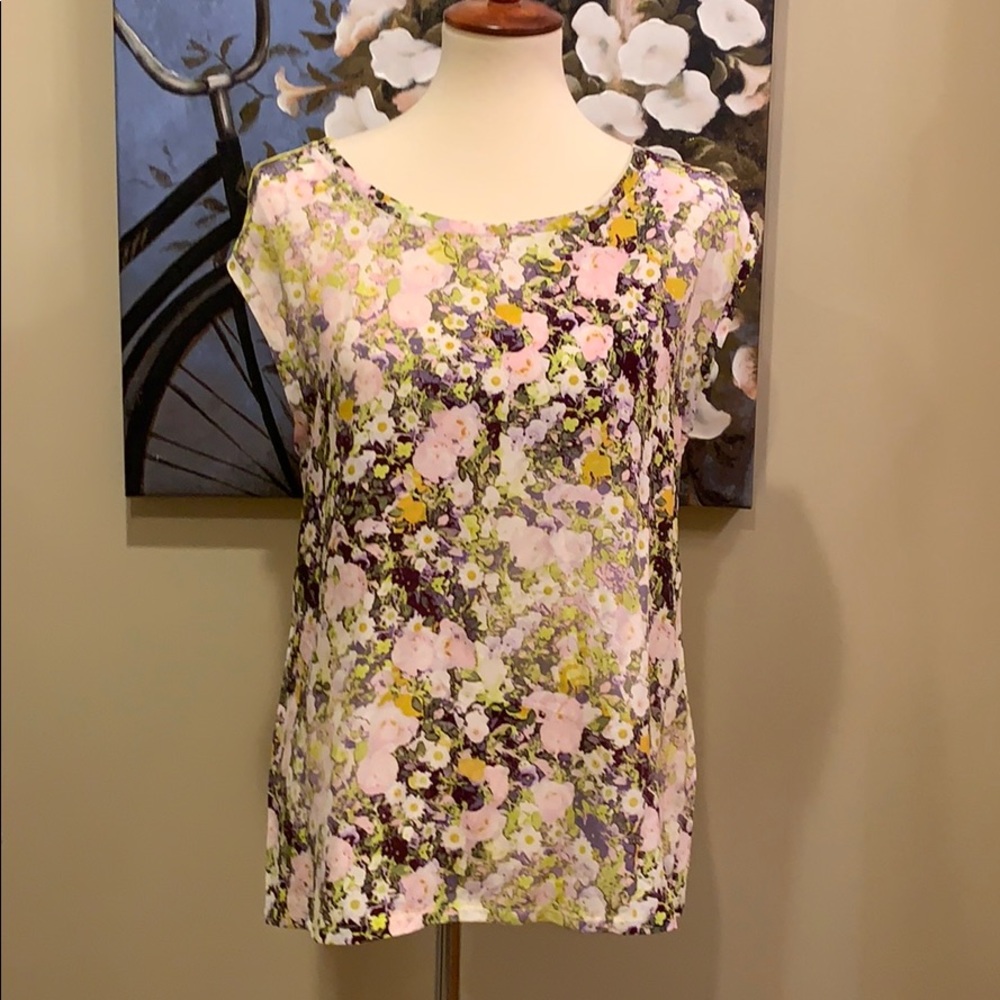 Madewell 1937 top floral  lemon yellow  back NWNT